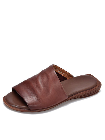 Genuine Leather Slippers Open Toe