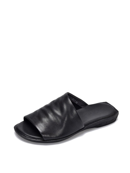 Genuine Leather Slippers Open Toe