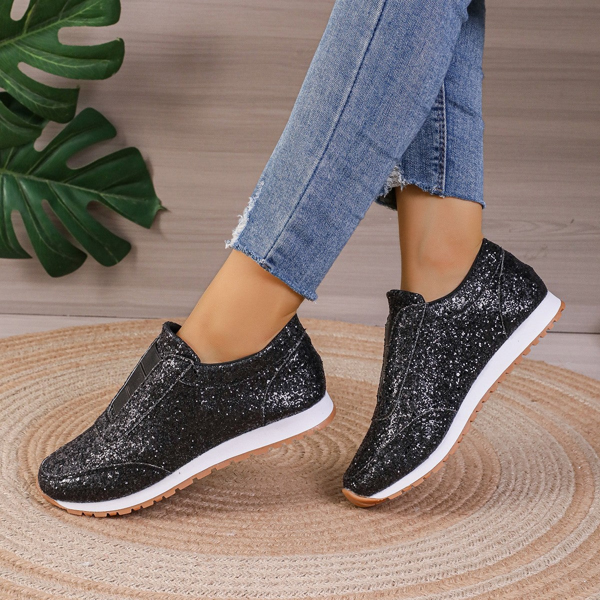 Womens Sequins Sneakers