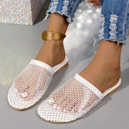 Hollow Sandals With Rhinestones