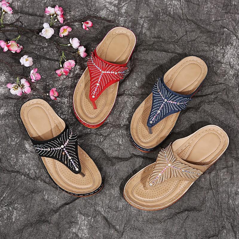 Thick-Soled Round Toe Cross Slippers