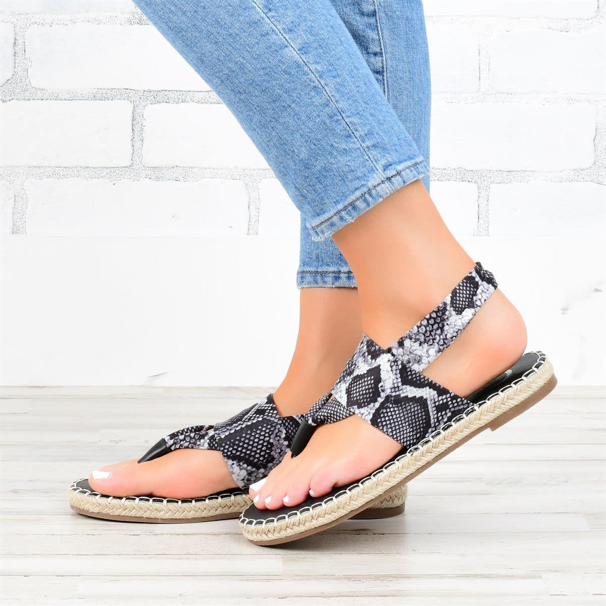 Strap Bottom Snake Womens Sandal