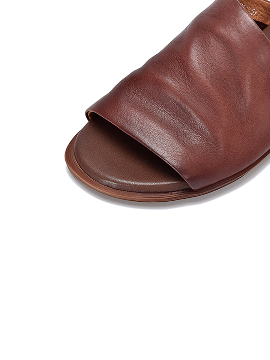 Genuine Leather Slippers Open Toe