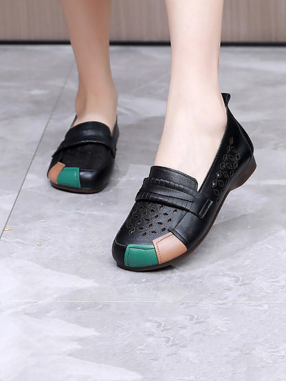 Womens Colorblock Cutout Flat Shoes