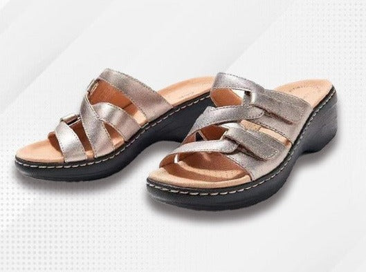 Cross-Strap Two-Color Sandals