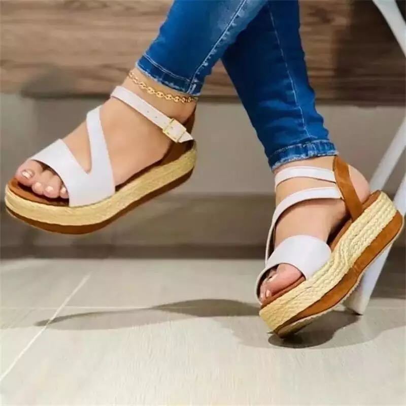 Women Thick-soled Wedge Heels Fish Mouth Buckle Sandals