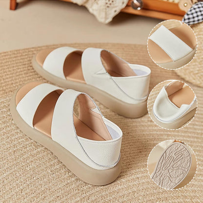 Leather Strap Flat Sole Sandals