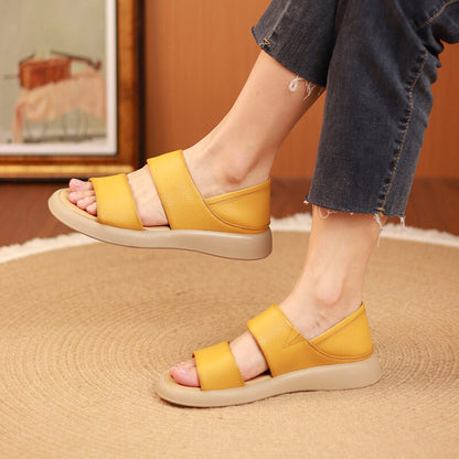 Leather Strap Flat Sole Sandals