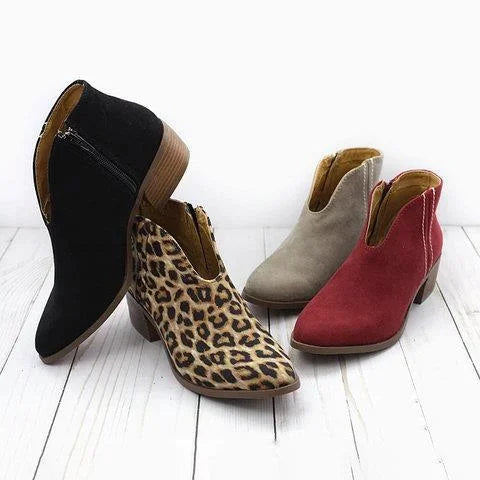 Pointed Toe Block Heel Boots