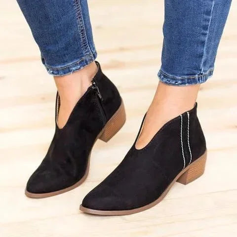 Pointed Toe Block Heel Boots