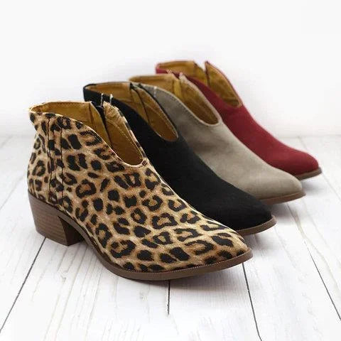 Pointed Toe Block Heel Boots