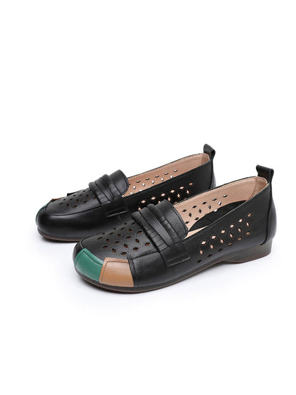 Womens Colorblock Cutout Flat Shoes