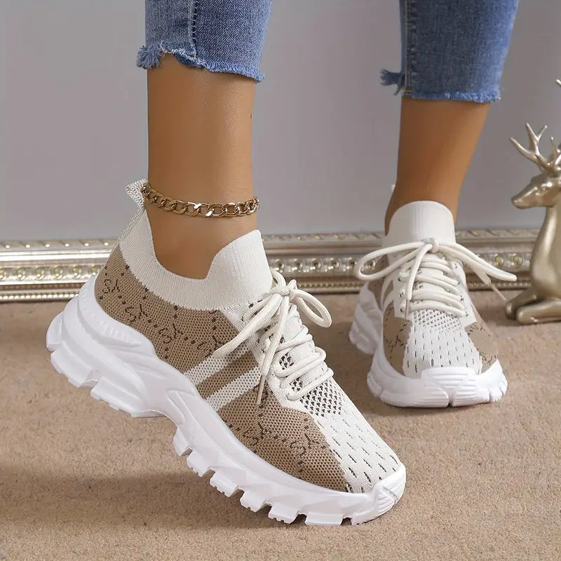 Women's Letter Pattern Lace-up Fashion Chunky Sneakers