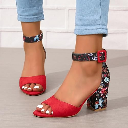 Women's Peep Toe Floral Print Sandals