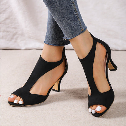 Womens Ankle Strap Open Toed Heels