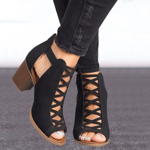 Women's Ankle Strap Chunky Heels