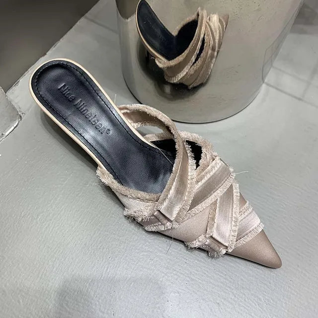 Denim pumps for women