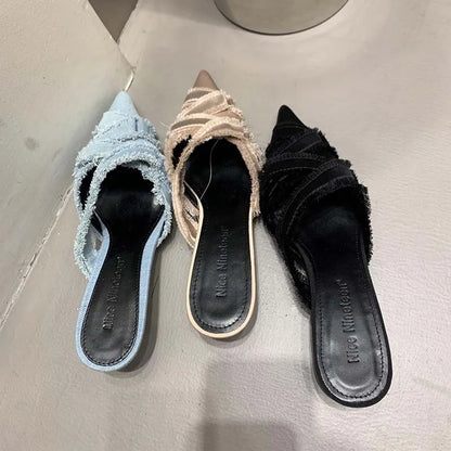 Denim pumps for women