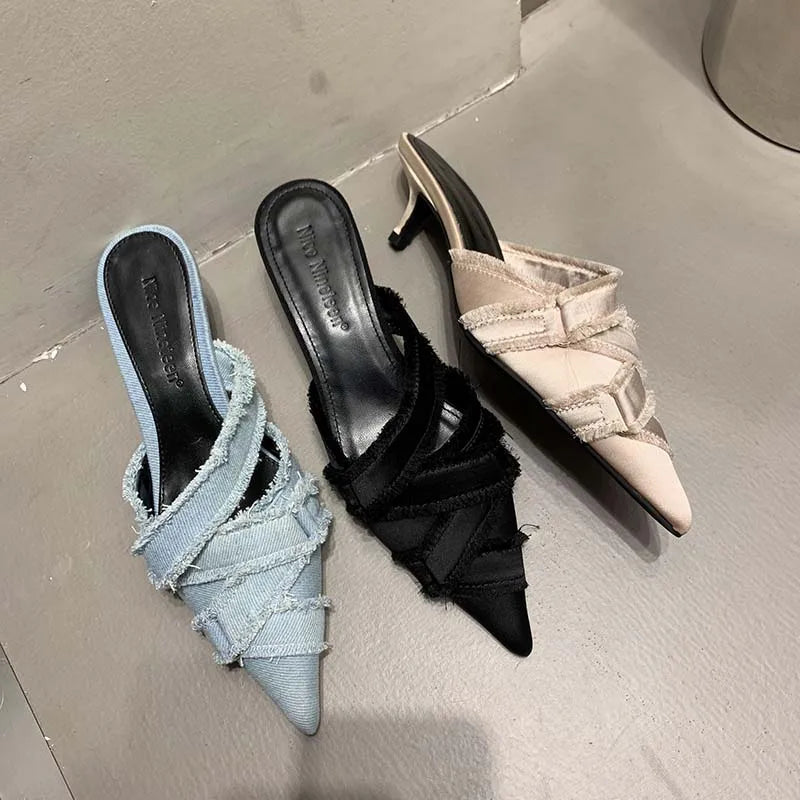 Denim pumps for women