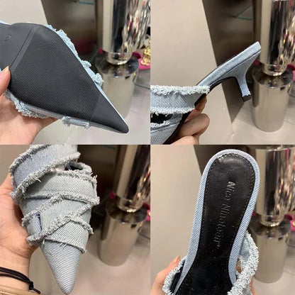 Denim pumps for women