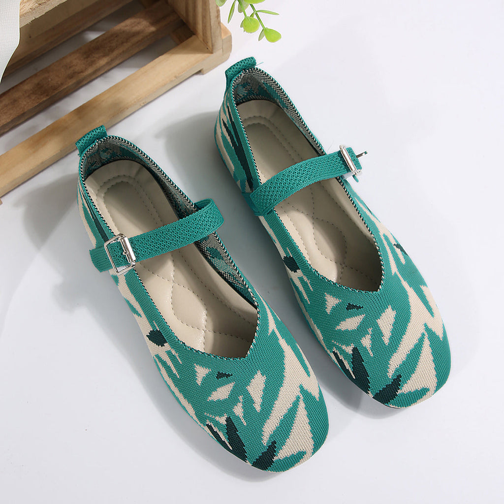 Printed Round Toe Flat Slip-Ons