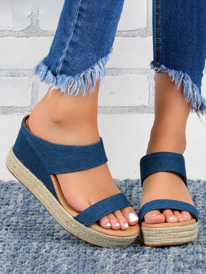 Beach vacation Straw Wedges Sandals