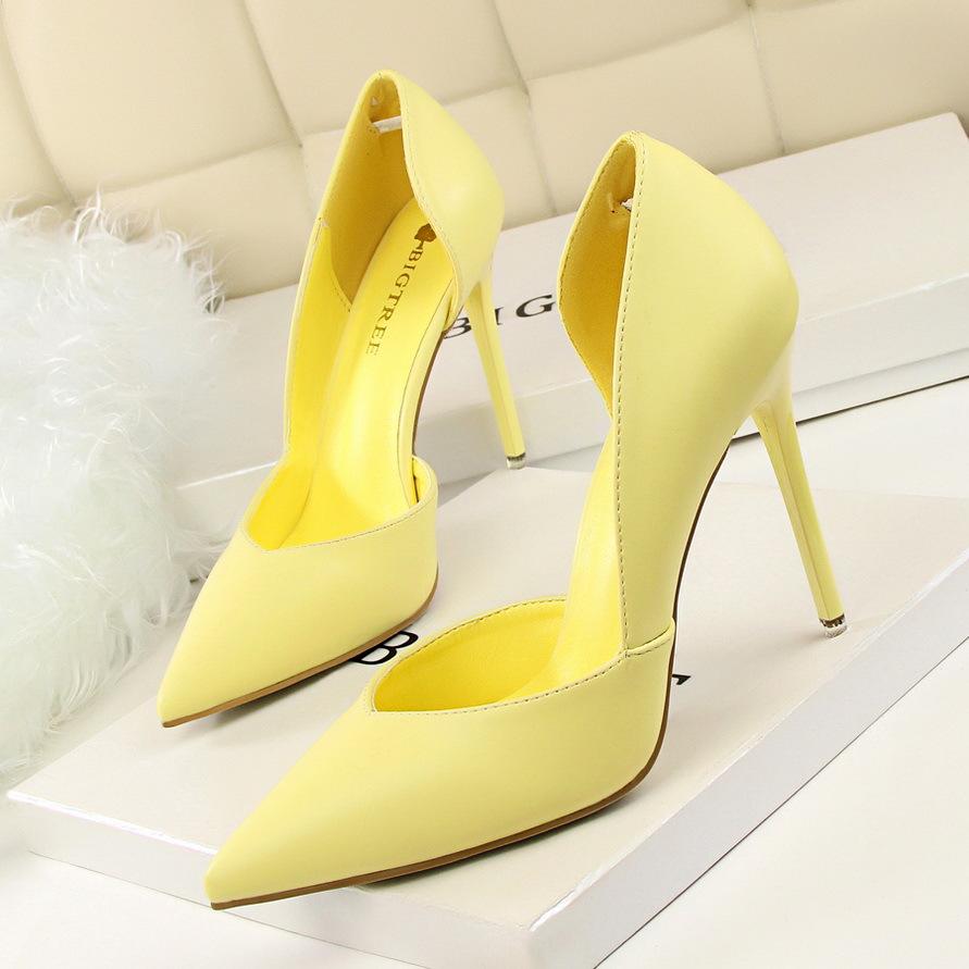 Candy Color Pointed Toe Low Cut Stiletto High Heels Prom Shoes