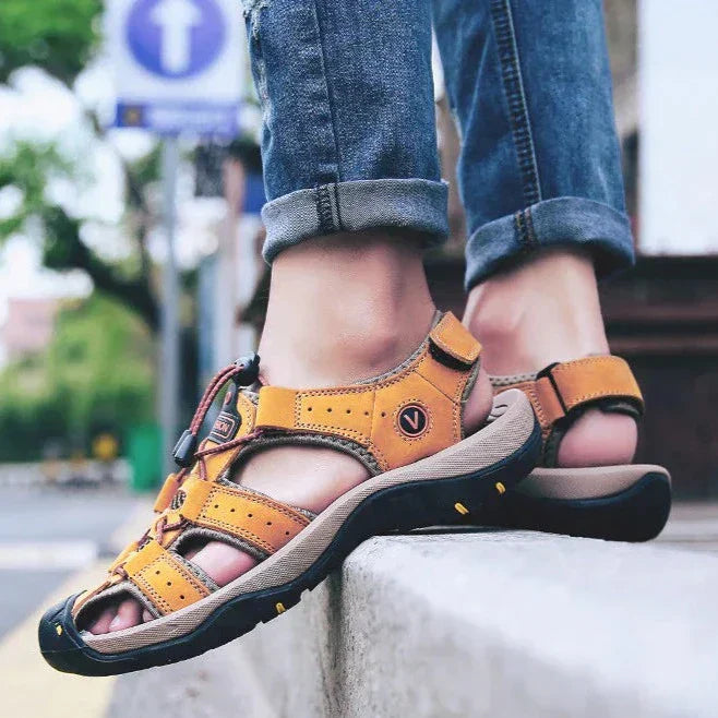 Genuine Leather Men's Casual Sandals Hiking