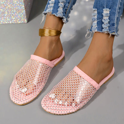 Hollow Sandals With Rhinestones