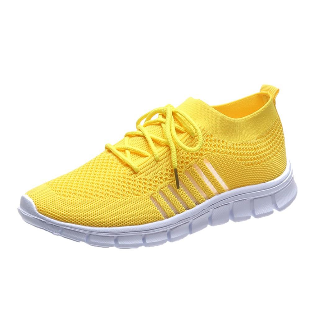 Women's Knitted Running Sneakers, plain colour breathe in Low Top Walking Trainers