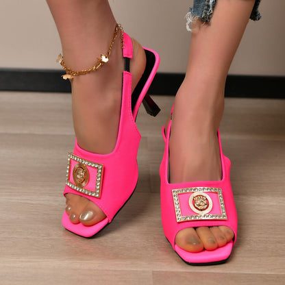 Square Toe Sandals Open Mouth High Heels