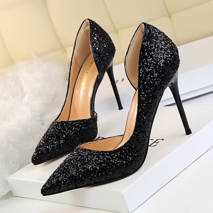 Women Glitter Decor Stiletto