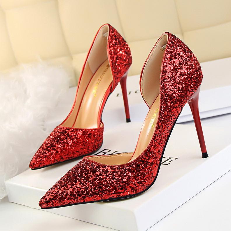 Women Glitter Decor Stiletto