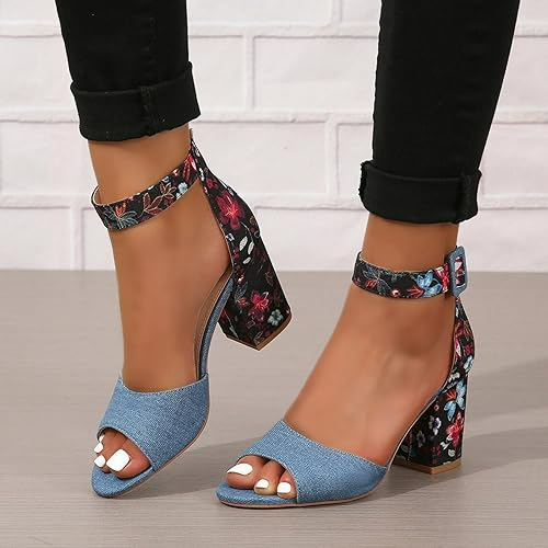 Women's Peep Toe Floral Print Sandals