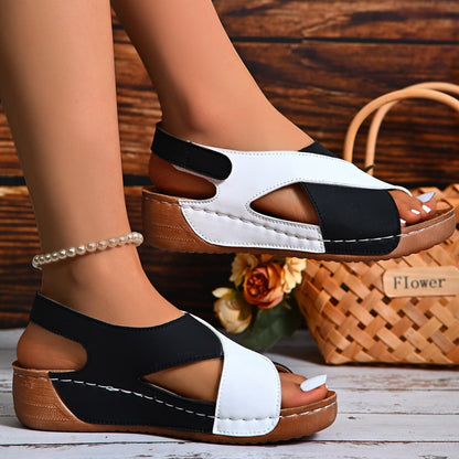 Cross-Strap Two-Color Sandals