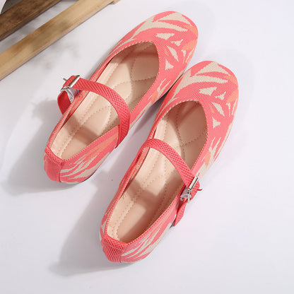 Printed Round Toe Flat Slip-Ons