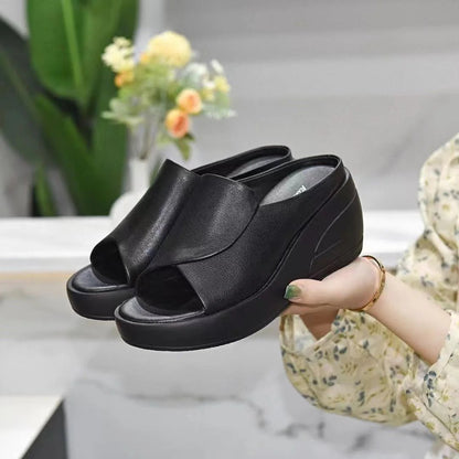 Women's Fish Mouth Platform Wedge Slippers