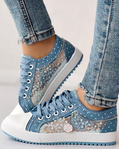 Womens Mesh Flat Sneakers