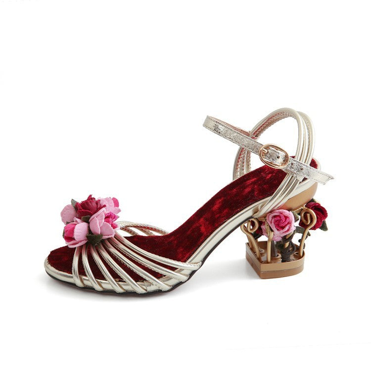 Sandals Peep Toe Strappy Shoes Birdcage High Heels