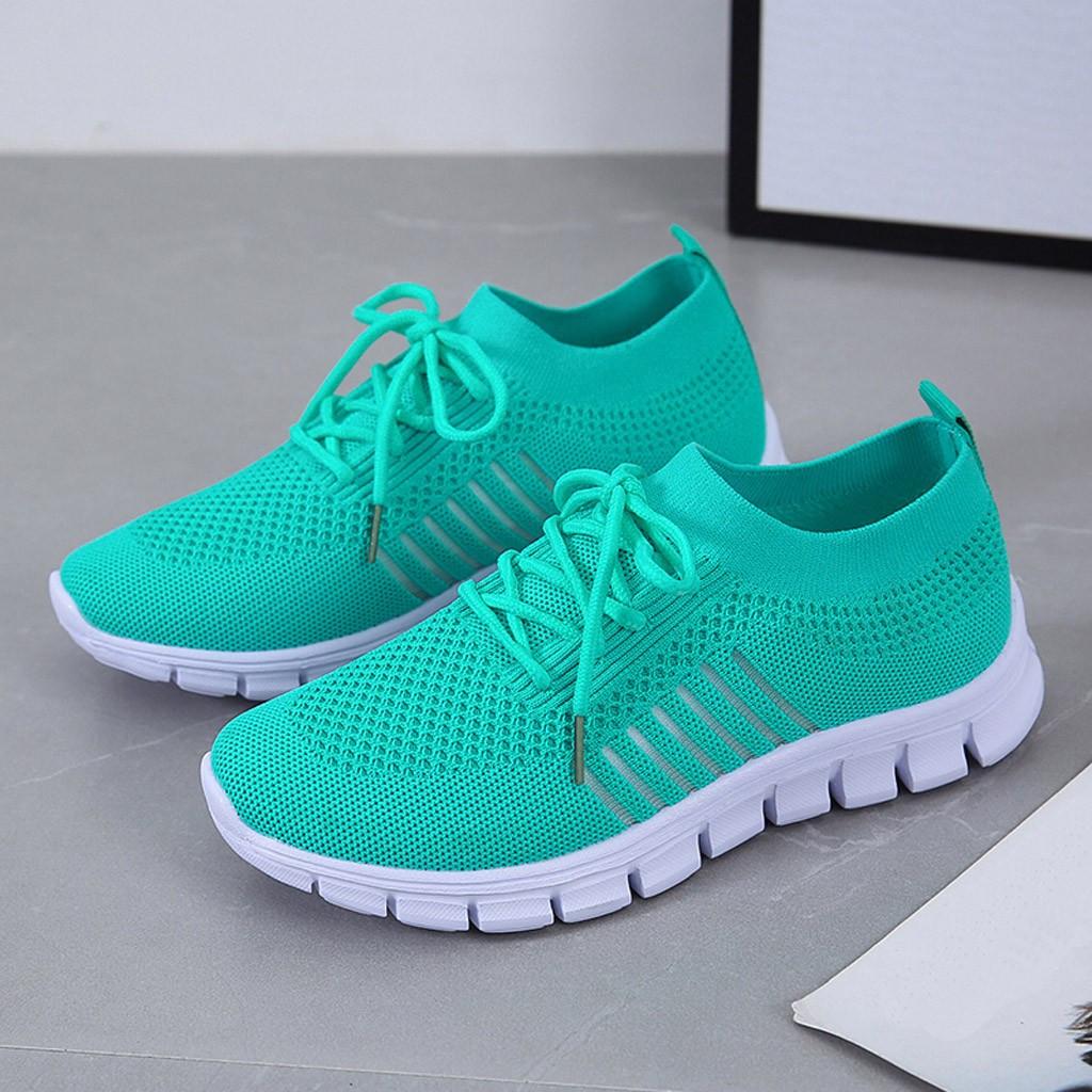 Women's Knitted Running Sneakers, plain colour breathe in Low Top Walking Trainers