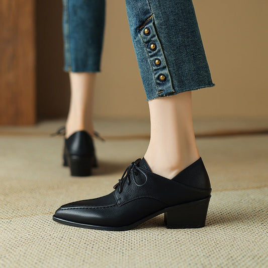 Round Toe Block Heels Casual Shoes