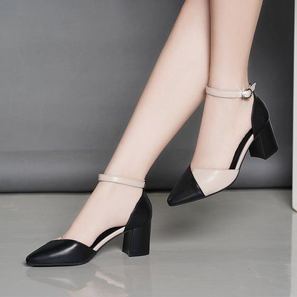 Buckle strap high heel ladies casual shoes