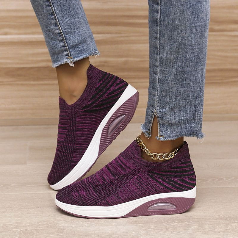 Womens Flying Woven Thick Sole Sneakers