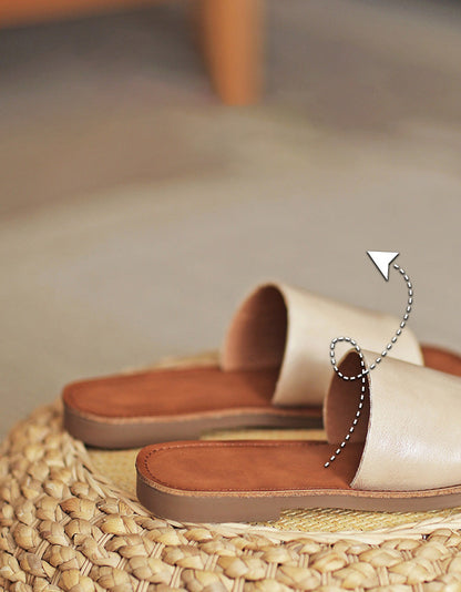 Comfortable Leather Retro Flat Slippers