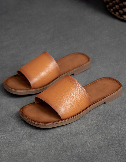 Comfortable Leather Retro Flat Slippers