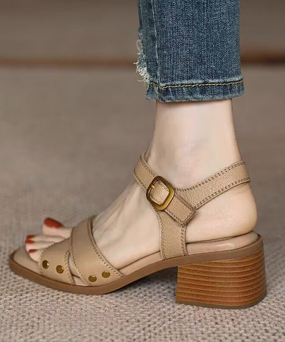 Brown Cross Strap Peep Toe Sandals