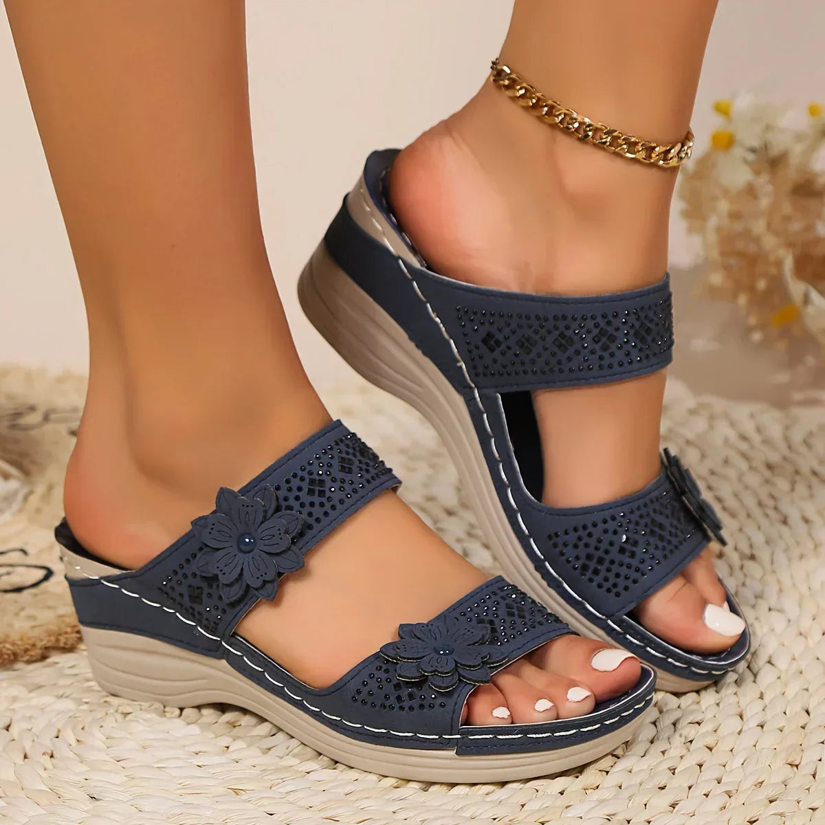 Womens Wedge Heels Slingbacks Roman Sandals