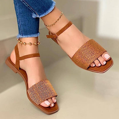 Women's Summer Ankle Strap Buckle Flats Sandals