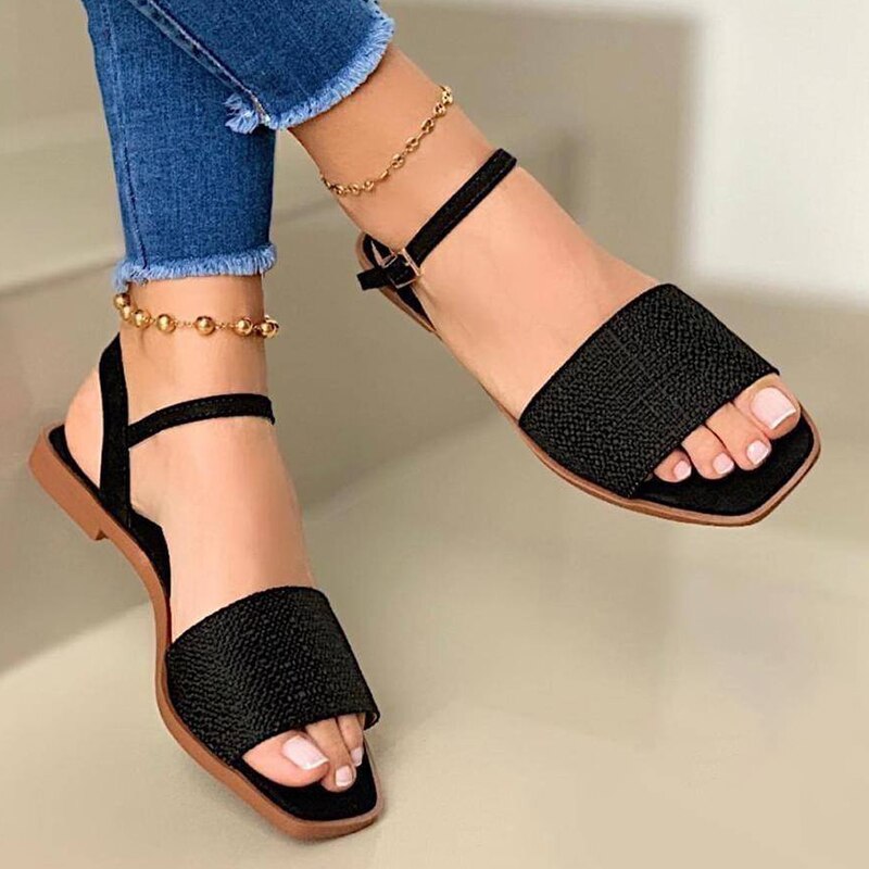 Women's Summer Ankle Strap Buckle Flats Sandals