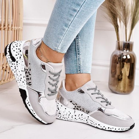 Women Lace-Up Platform Sports Sneakers